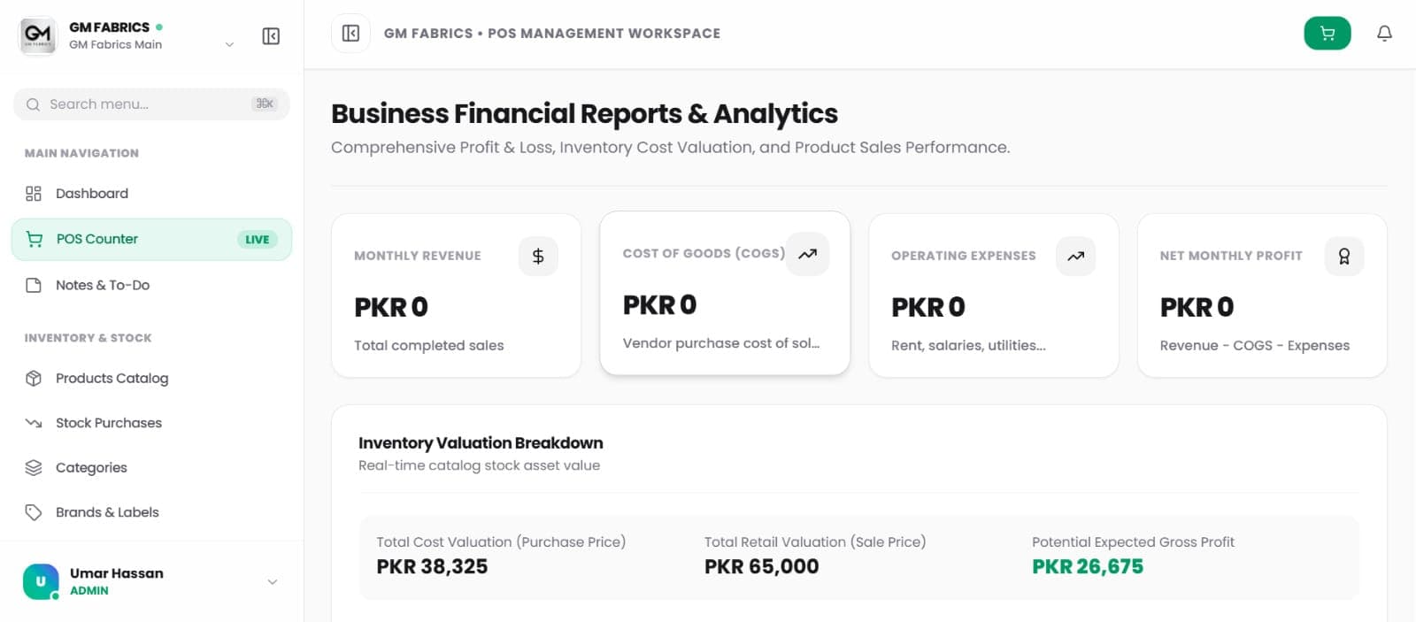GM FabricFlow AI: POS & Inventory System Preview Screenshot